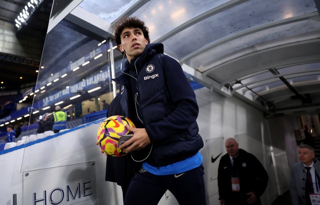 LONDON, ENGLAND - JANUARY 14: Joao Felix of Chelsea leaves the tunnel for a pitch inspection, while holding a match ball prior to the Premier League match between Chelsea FC and AFC Bournemouth at Stamford Bridge on January 14, 2025 in London, England. (Photo by Chris Lee - Chelsea FC/Chelsea FC via Getty Images)