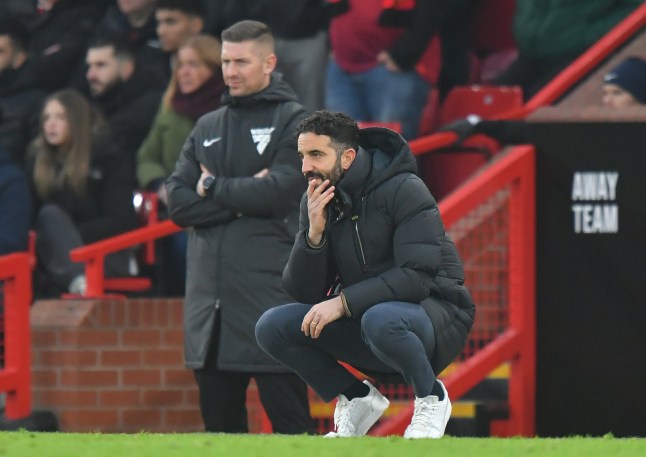 MANCHESTER, ENGLAND - JANUARY 19: Manchester United's Manager Ruben Amorim during the Premier League match between Manchester United FC and Brighton & Hove Albion FC at Old Trafford on January 19, 2025 in Manchester, England. (Photo by Dave Howarth - CameraSport via Getty Images)