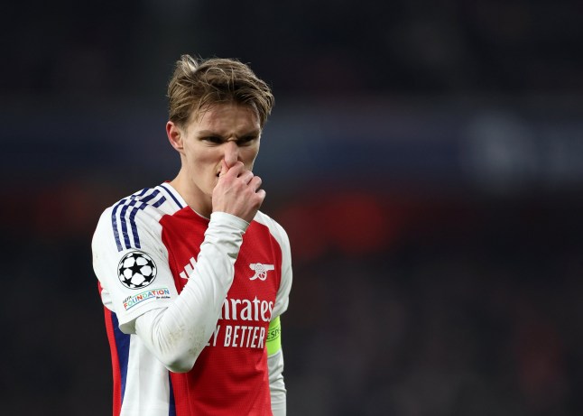 London, England, 22nd January 2025. Arsenal's Martin Odegaard during the UEFA Champions League match at the Emirates Stadium, London. Picture credit should read: David Klein / Sportimage