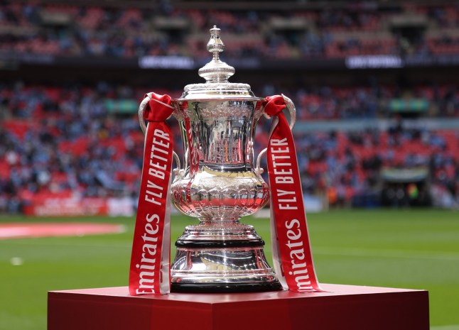 EDITORIAL USE ONLY No use with unauthorised audio, video, data, fixture lists, club/league logos or "live" services. Online in-match use limited to 120 images, no video emulation. No use in betting, games or single club/league/player publications. Mandatory Credit: Photo by Paul Marriott/Shutterstock (14441470ai) The FA Cup Trophy at the Emirates FA Cup Semi-Final match, Coventry City v Manchester United, at Wembley Stadium, London, UK on 21st April, 2024 Manchester United v Coventry City, Emirates FA Cup Semi Final, Football, Wembley Stadium, London, UK - 21 Apr 2024