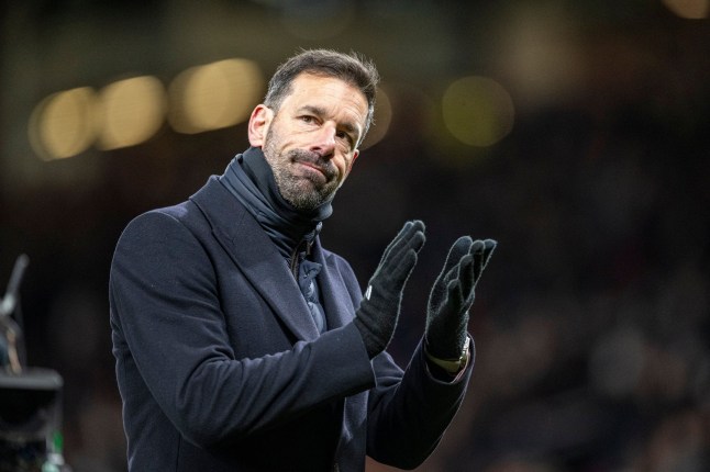 Mandatory Credit: Photo by Richard Callis/Sports Press Photo/SPP/Shutterstock (15140262cj) Manchester, England, February 7th 2025: Leicester City Manager, Ruud van Nistelrooy leaves field after losing 2-1 the FA Cup 4th Round football match between Manchester United and Leicester City at Old Trafford in Manchester, England on February 7, 2025. (Richard Callis/Sports Press Photo / SPP) Manchester United FC v Leicester City FC - Emirates FA Cup 2024/25 - 4th Round, England, United Kingdom - 07 Feb 2025