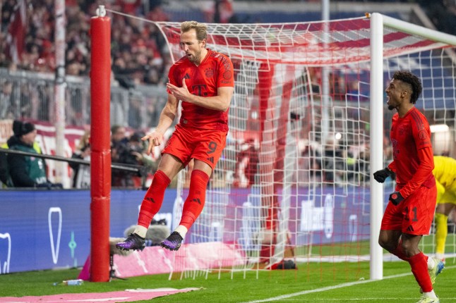 DFB regulations prohibit any use of photographs as image sequences and/or quasi-video Mandatory Credit: Photo by Action Press/Shutterstock (15140512ae) Harry Kane #9 (FC Bayern Munich), Goal cheer for 1-0, after penalty, Kingsley Coman #11 (FC Bayern Munich), FC Bayern Munich vs. SV Werder Bremen, Football, Bundesliga, 21st matchday Football 1. FC Bayern Munich vs SV Werder Bremen 3:0, Allianz Arena, Bavaria, Germany - 07 Feb 2025