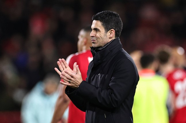 Nottingham Forest FC v Arsenal FC Mikel Arteta, Manager of Arsenal at the final whistle during the Nottingham Forest FC v Arsenal FC English Premier League match at the City Ground, Nottingham, England, United Kingdom on 26 February 2025 Credit: James Holyoak/Every Second Media Editorial use only. All images are copyright Every Second Media Limited. No images may be reproduced without prior permission. All rights reserved. Premier League and Football League images are subject to licensing agreements with Football DataCo Limited. see https://www.football-dataco.com Copyright: xIMAGO/EveryxSecondxMediax ESM-1339-0030, Credit:IMAGO / Avalon