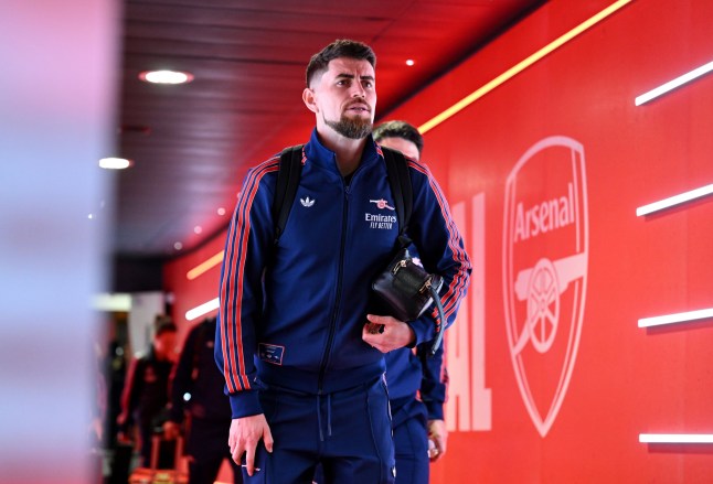 LONDON, ENGLAND - MARCH 16: Jorginho of Arsenal arrives at the stadium prior to the Premier League match between Arsenal FC and Chelsea FC at Emirates Stadium on March 16, 2025 in London, England. (Photo by Stuart MacFarlane/Arsenal FC via Getty Images)