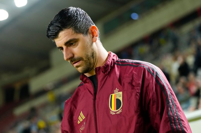 RESTRICTED TO EDITORIAL USE Mandatory Credit: Photo by Jose Breton/NurPhoto/Shutterstock (15214485cz) Thibaut Courtois goalkeeper of Belgium and Real Madrid prior the UEFA Nations League 2024/25 League A/B Play-offs first leg match between Ukraine and Belgium at Estadio Enrique Roca on March 20, 2025 in Murcia, Spain. Ukraine v Belgium - UEFA Nations League 2024/25 League A/B Play-offs First Leg, Murcia, Spain - 20 Mar 2025