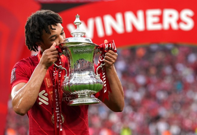 File photo dated 14-05-2022 of Liverpool's Trent Alexander-Arnold kisses the trophy following the Emirates FA Cup final at Wembley Stadium, London. Trent Alexander-Arnold has agreed terms on a move to Real Madrid this summer, according to reports. The Liverpool star has long been expected to swap Anfield for the Bernabeu on a free transfer when his contract expires at the end of the season, and multiple reports now say the 26-year-old has finalised a five-year contract worth more than ??220,000 a week. Issue date: Tuesday March 25, 2025. PA Photo. Photo credit should read: Nick Potts/PA Wire
